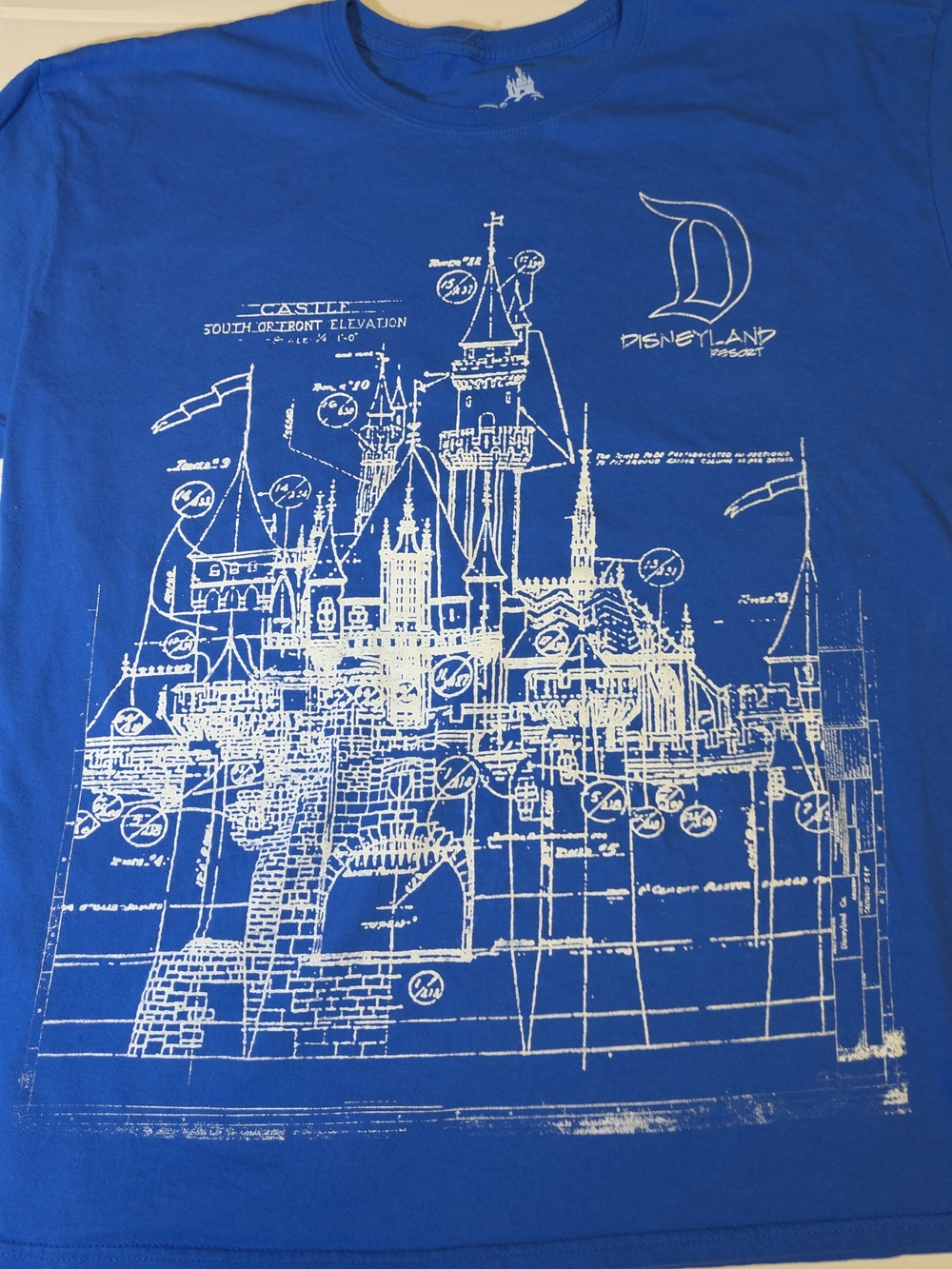 Disney Royal Blue Castle Blueprint Short Sleeve Tee